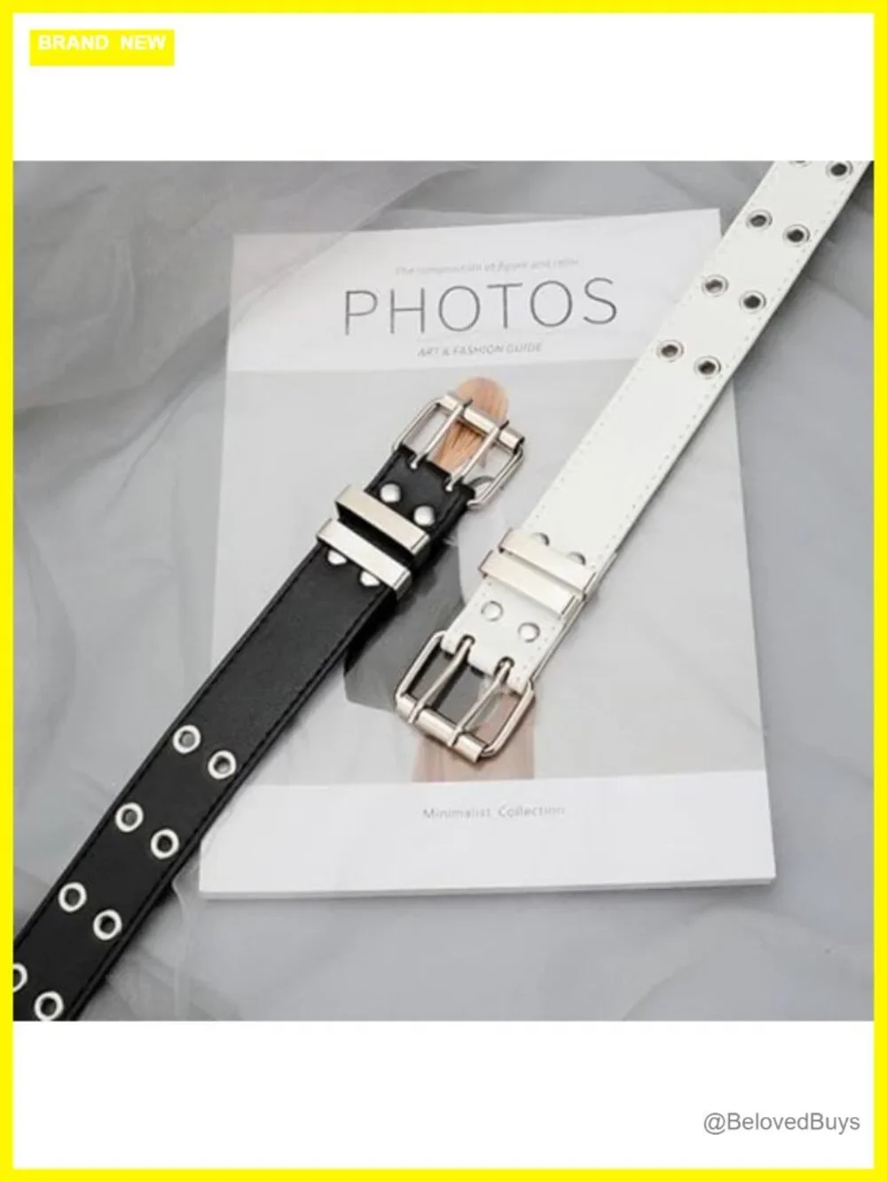 Vintage Punk Grommet Faux Leather Belt for Women Men - Double Buckle